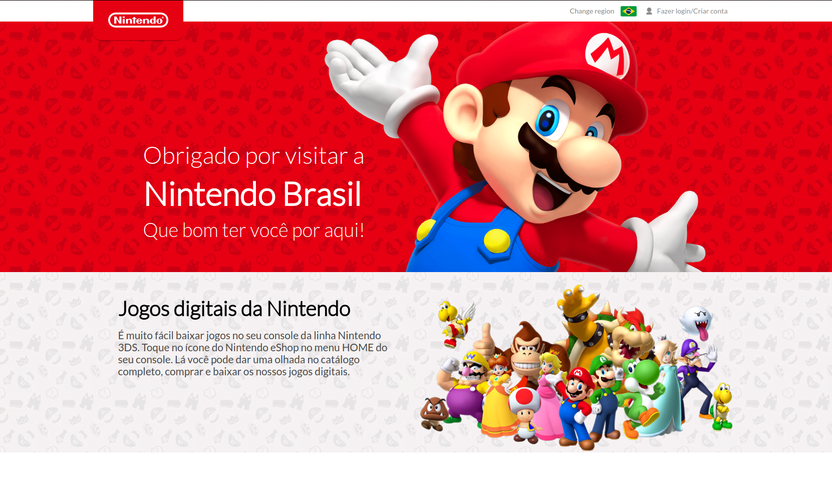 Nintendo volta a ter site oficial em português do Brasil !!!